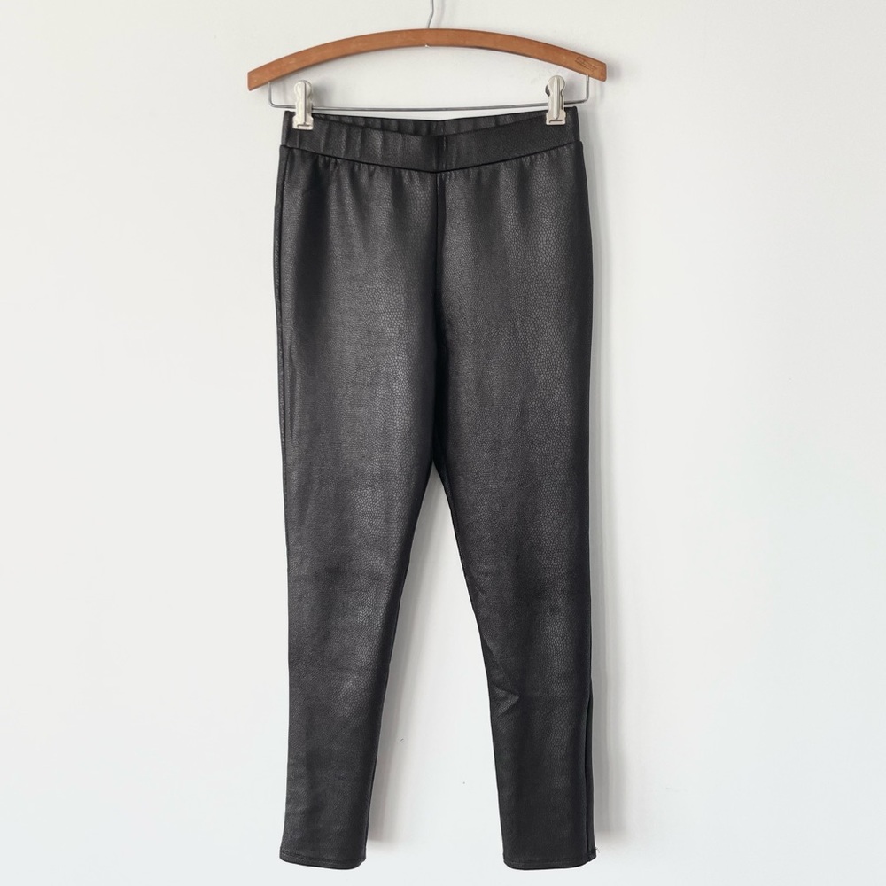 Jaime Snake Print Embossed Black Slim Legging Pants